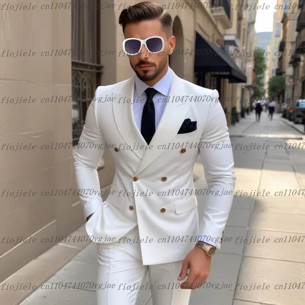 

Новый индивидуальный белый мужской костюм для торжественных случаев, свадьбы, вечеринки, жениха, жениха, бизнеса, выпускного вечера, мужские смокинги, комплект из 2 предметов, куртка, брюки