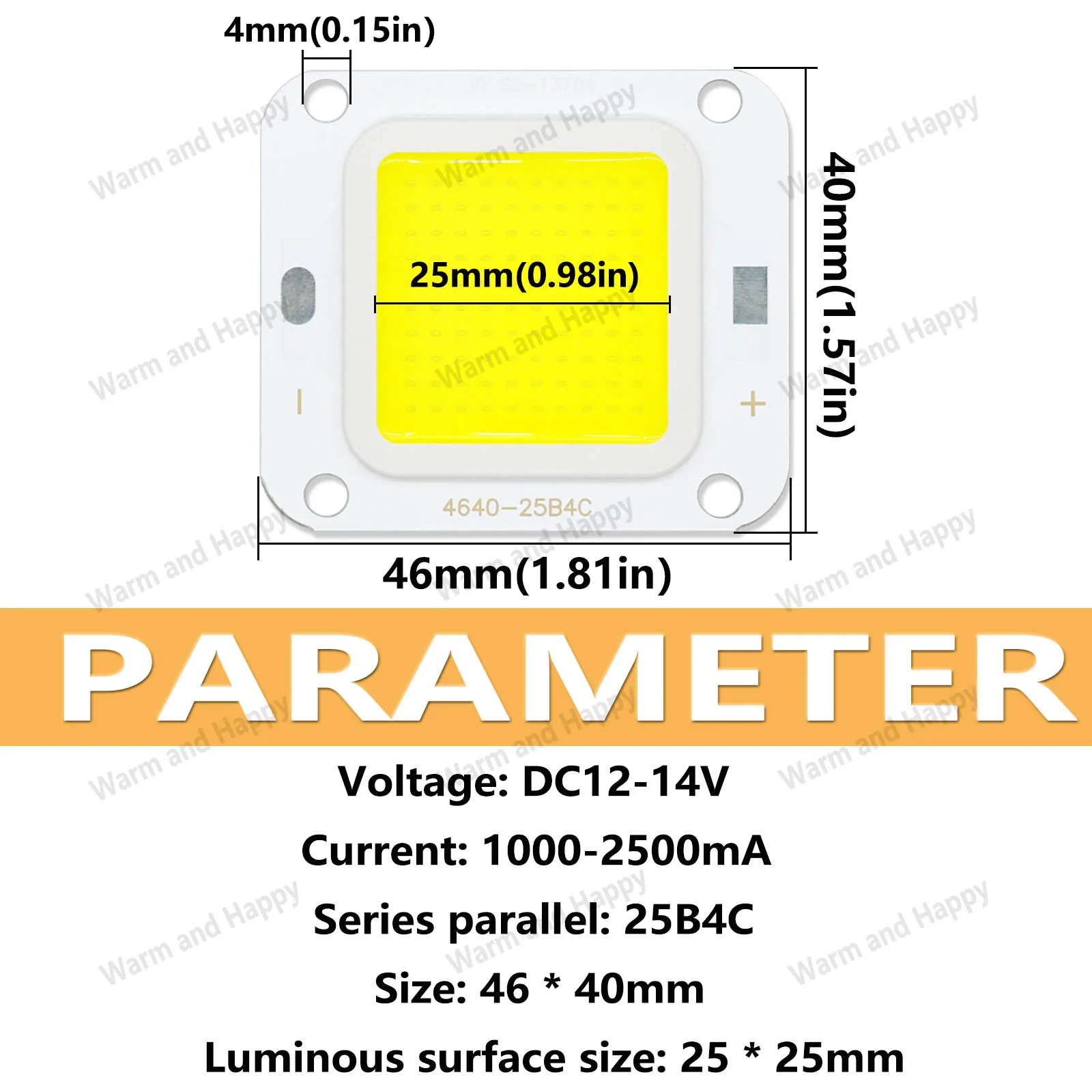 1pcs High Brightness LED COB Chip 4640 40W DC12-14V LED 2500mA for LED Floodlight Projection Light Outdoor Light Source DIY