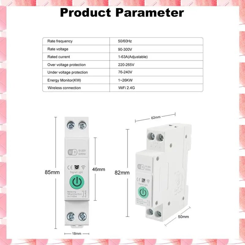 JAJA Circuit Breaker Din Rail Switch Timing Voice Mobile Phone Control 1-63A With Metering