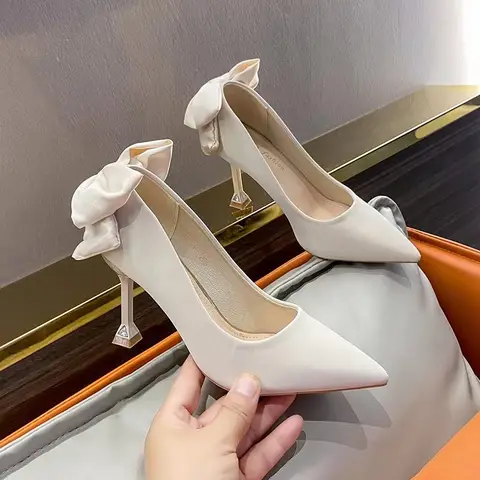 여름 2023 여성의 지적 발가락 하이힐 얇은 스틸레토 작업 신발 편안한 서있는 하루 종일 전문 싱글 신발 미끄럼 방지