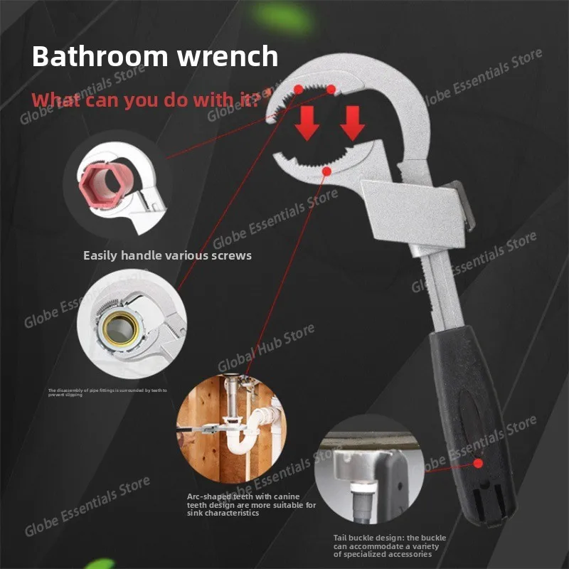 Adjustable Wrench Universal Double Ended Wrench Aluminium Alloy Open End Spanner Bathroom Plumbing Faucet and Sink Repair Tools