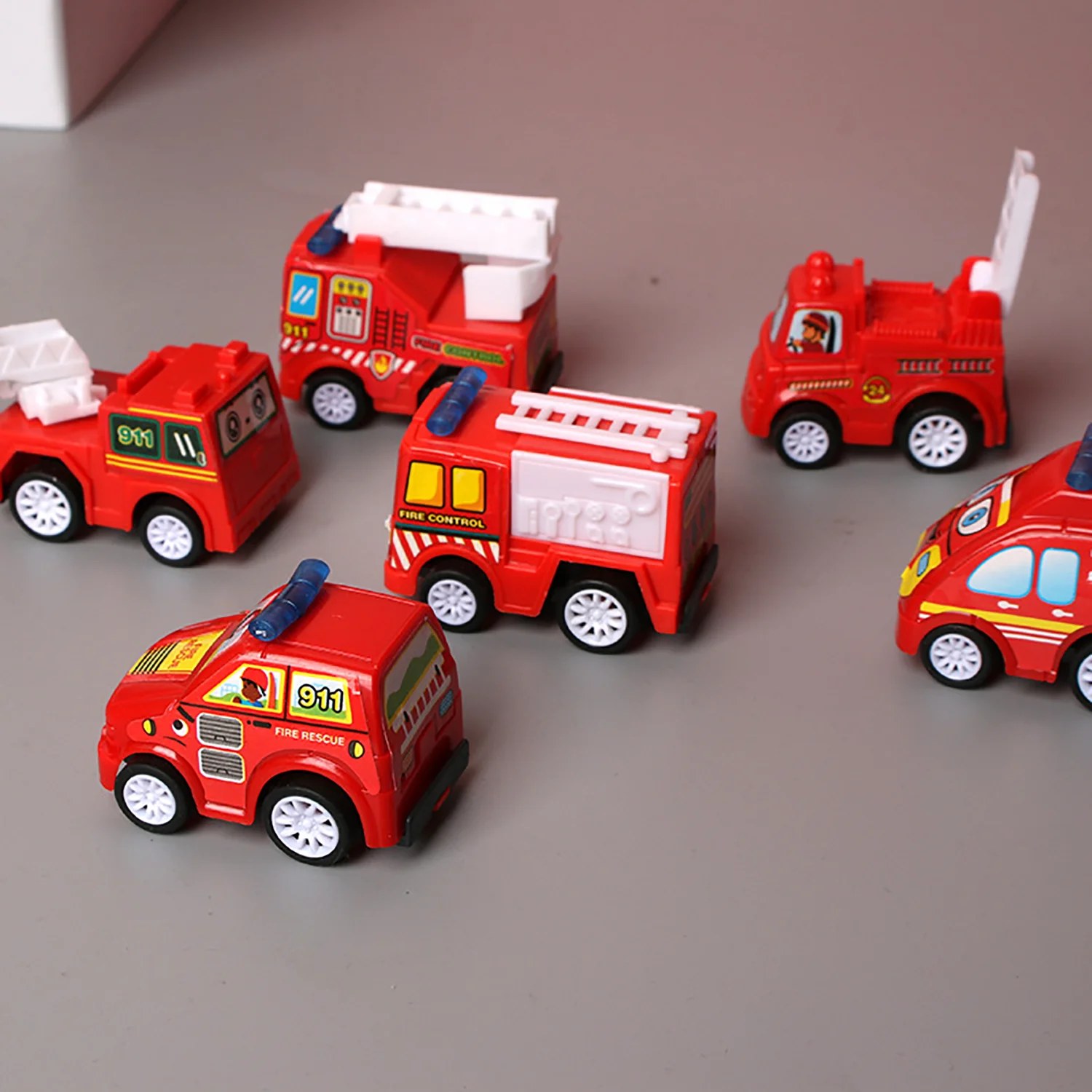 Firefighting Power Truck Set Children\'s Puzzle Toy Mini Cartoon Sliding Car 6pcs/1set Parent Child Interaction