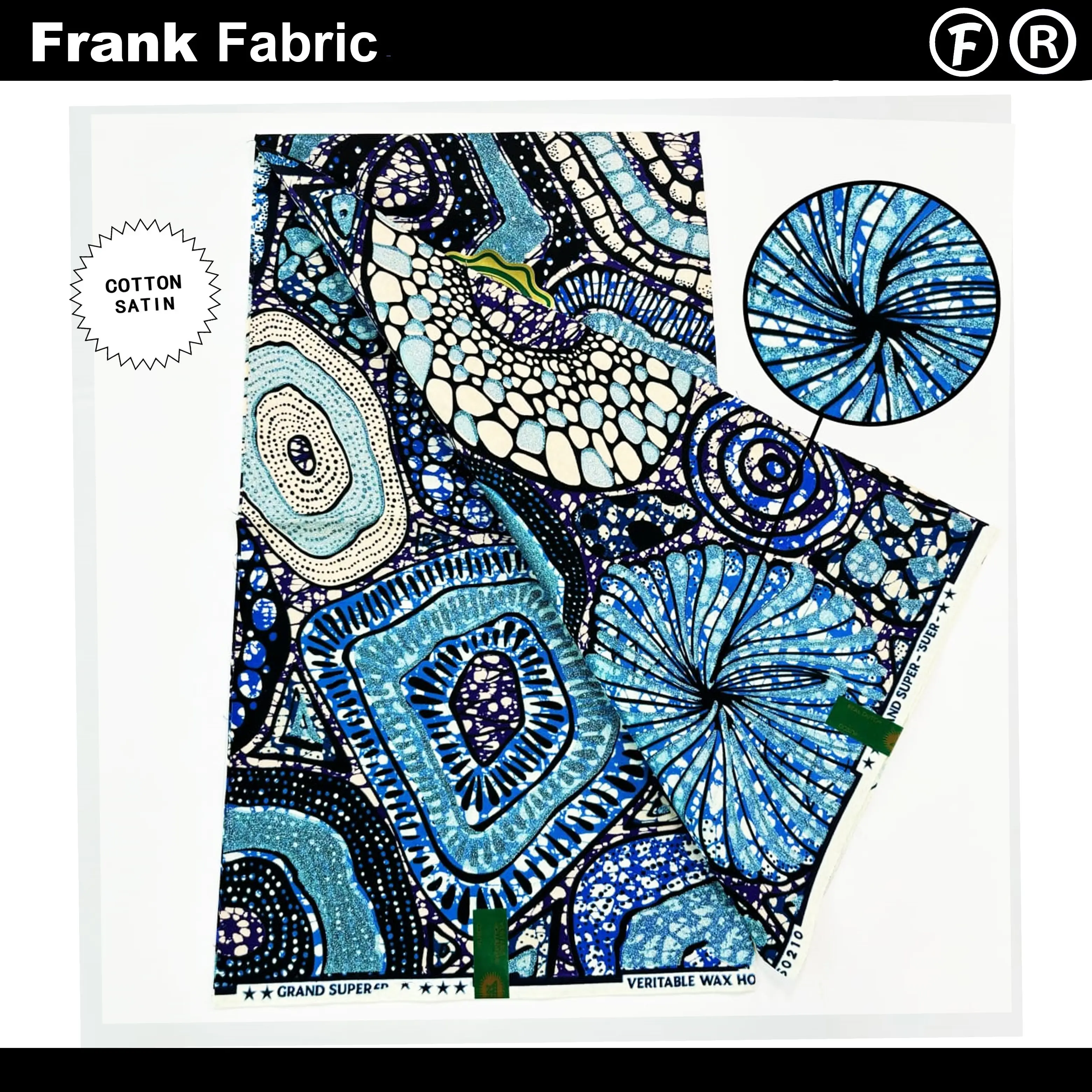 

Original Grand Super Ankara Wax Printed Glitter Glam Fabric 6 Yards Dutch African Fabrics For Sewing With QR Code VLSG0910.003