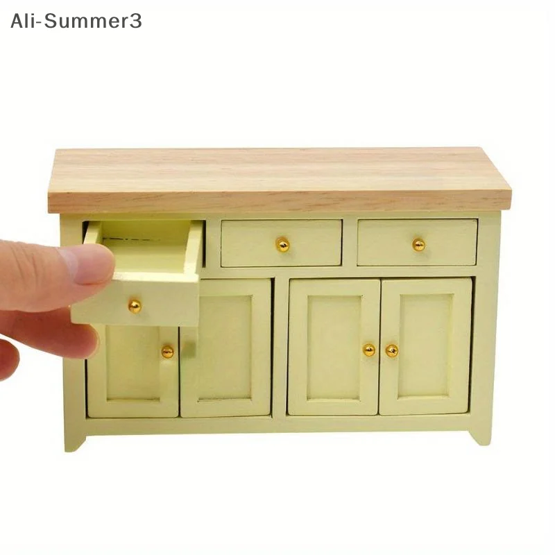 

1Pcs 1/12 Scale Dollhouse Cabinet Living Room Miniature Birch Doll House Simulation Storage Cabinet DIY Accessories