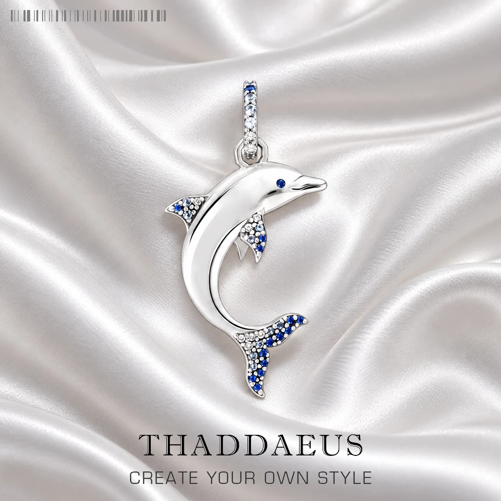 Anhänger Dolphin Blue Marke 925 Sterling Silber Glamour Schmuck 2023 Europa Stil Zubehör Seele Glücksgeschenk für Frau