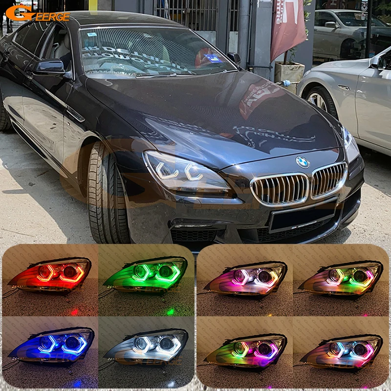 For BMW F12 F13 F06 2010 2011 2012 2013 2014 Concept M4 Iconic Style Dynamic Revolving Multi Color RGB LED Angel Eyes Halo Rings