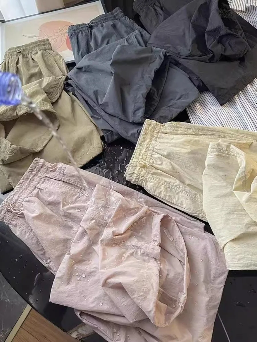 

Women's Loose Fit High Waist Nylon Cargo Pants Qui Dry Sweat Absorbing Umbrella Soldier Pants Commute Sle Summer Wear