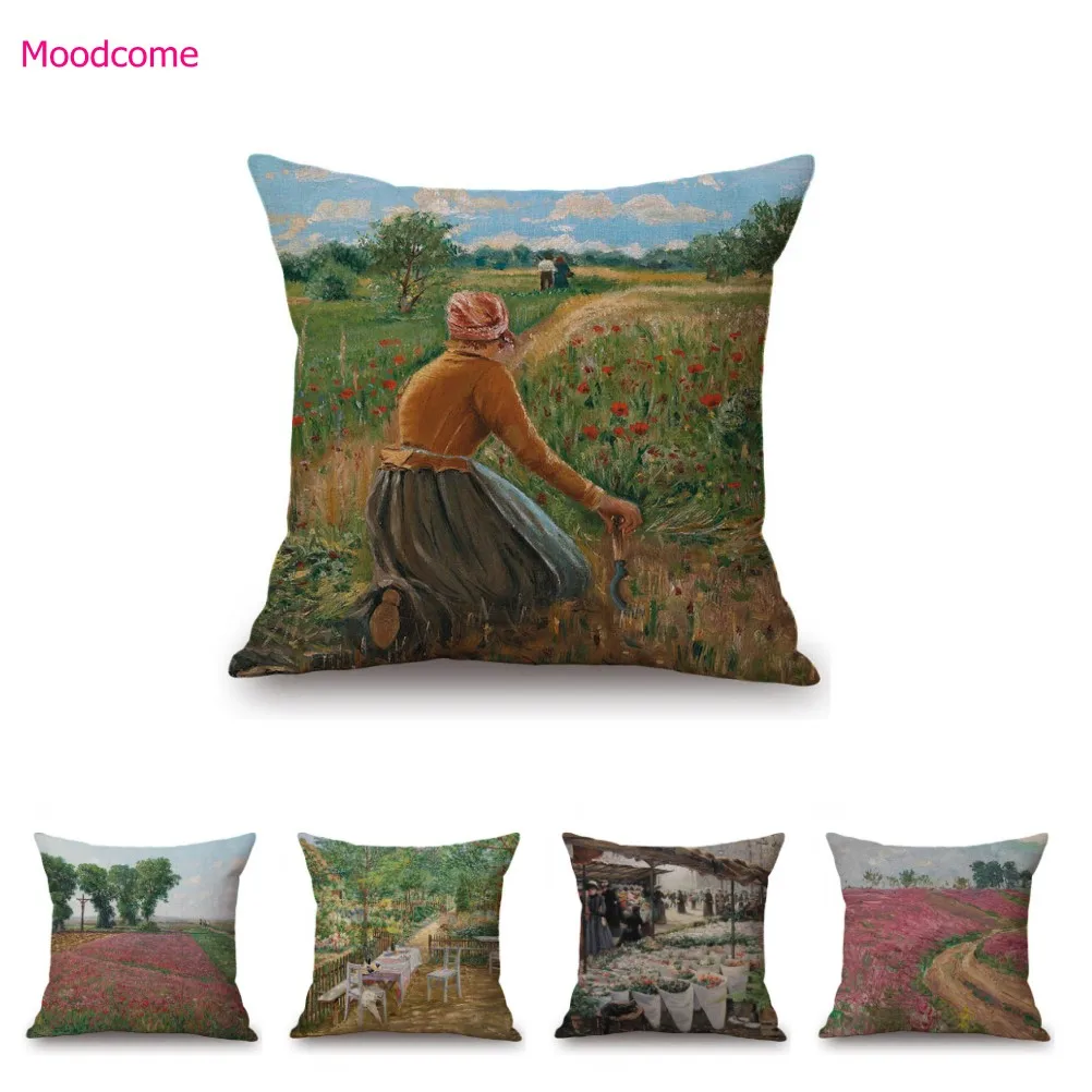 Austria Artist Theodor von Hormann Impressism Countryside Scene Oil Painting Home Decoration Art Sofa Pillow Case Cushion Cover