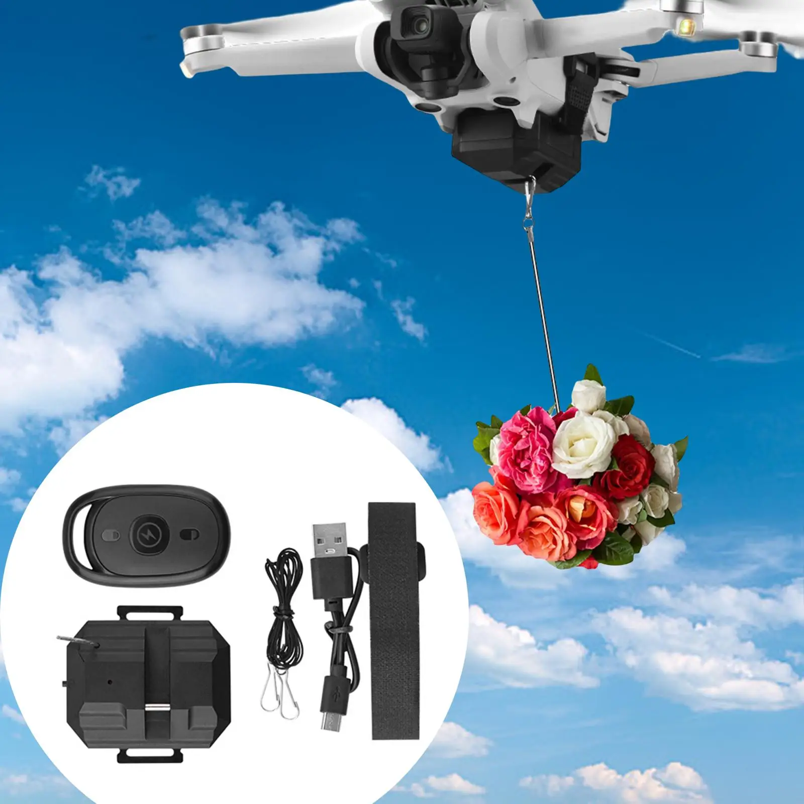 Universal Drone Thrower Airdrop Flower Delivery Payload Delivery Device for Air