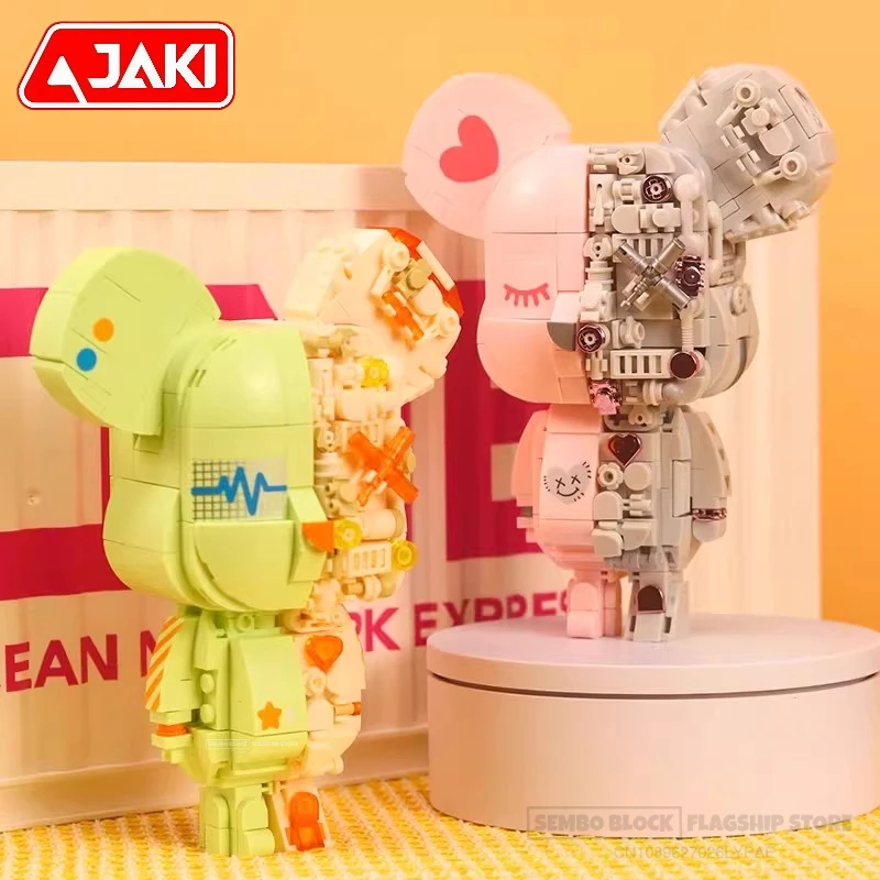 JAKI Bearbrick Blocs de construction à assembler, corps magnétique, modèle de dessin animé, figurine de collection de bureau, cadeaux de vacances pour enfants