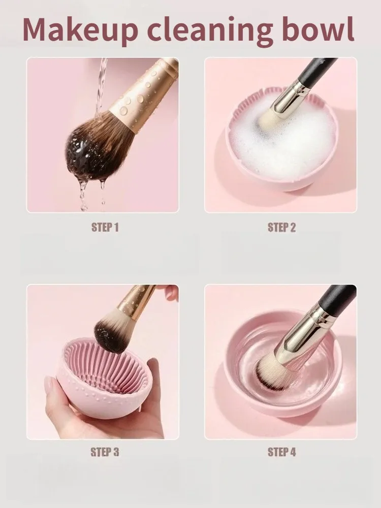 부드러운 실리콘 메이크업 브러쉬 클리너 볼(접이식 파우더 퍼프 포함) 아이섀도우 브러쉬 세척 패드 뷰티 케어 액세서리 썸네일 6