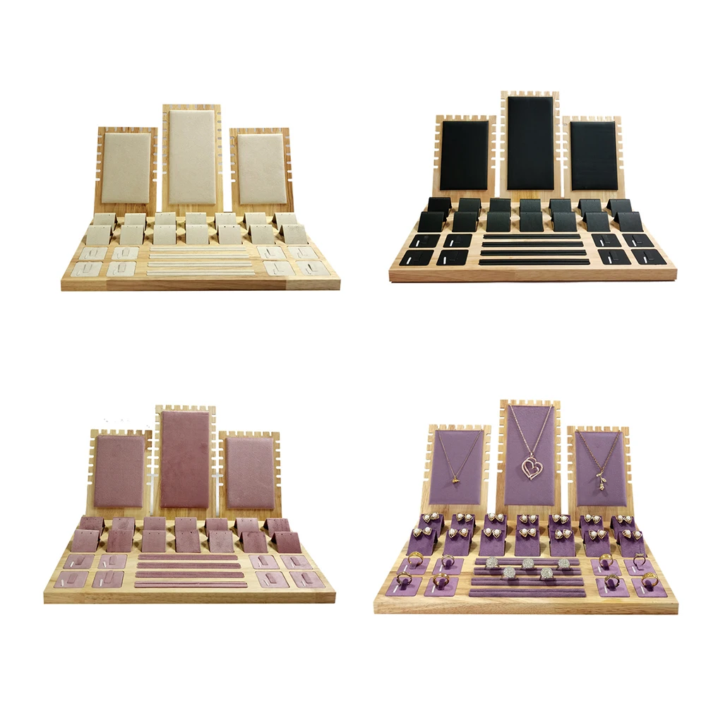 

Деревянный набор подставок для демонстрации украшений, комбинированная подставка для хранения ожерелий, кулонов, браслетов, колец, серег, для продавцов ювелирных изделий