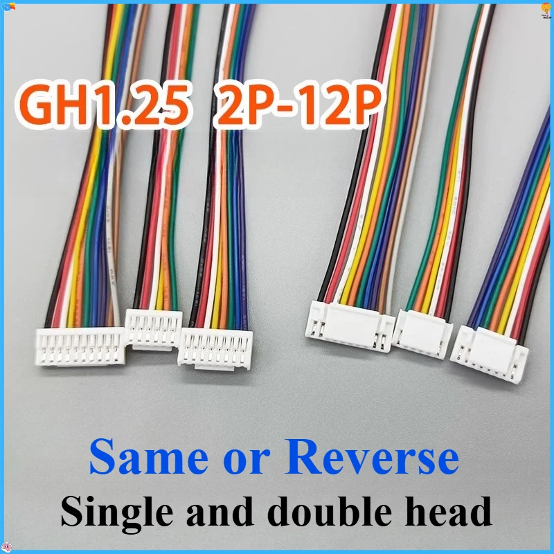 

10Pcs/lot GH1.25 2P/3P/4P/6-pin JST GH series 1.25 male plug connector 28AWG wire single/double/same/reverse connector 1.25MM