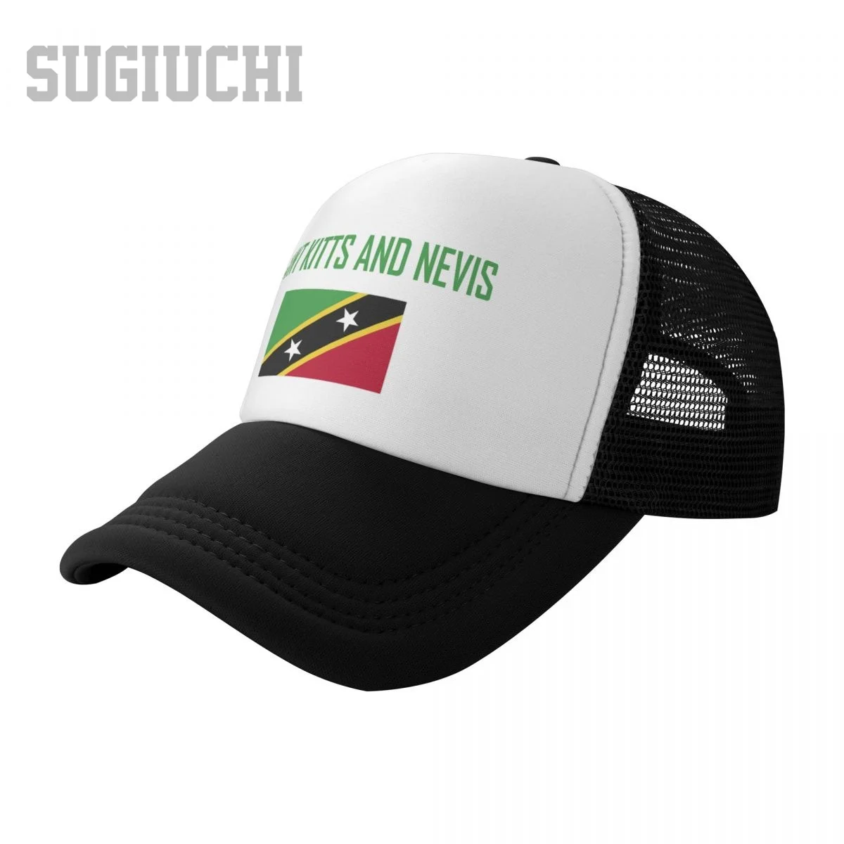 Unisex Mesh Cap Hat SAINT KITTS AND NEVIS Flag And Font Trucker for Men Women Baseball Caps Outdoors Cool