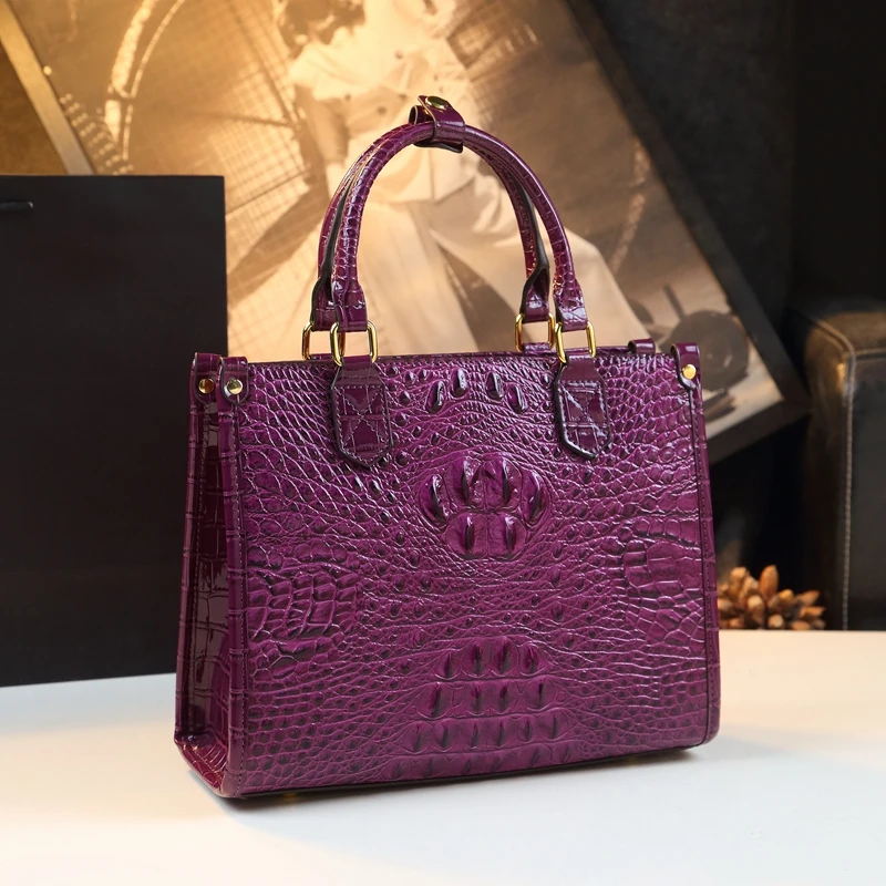 Luxury Fashion Genuine Leather Women Handbags Crocodile Pattern Lady Mom Shoulder Messenger Bag Elegant Portable Tote Bags 2023