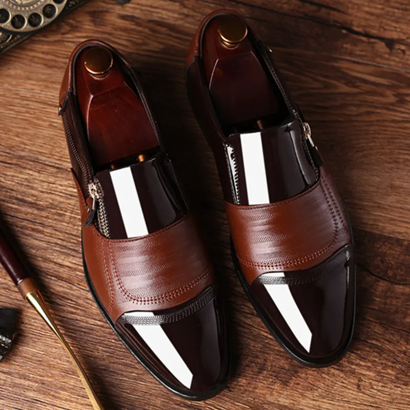 Men\'s Loafers slip on Comfortable Flats Casual Shoes Men Breathable Moccasins Slip-On zips Soft Leather Shoes men big size 48