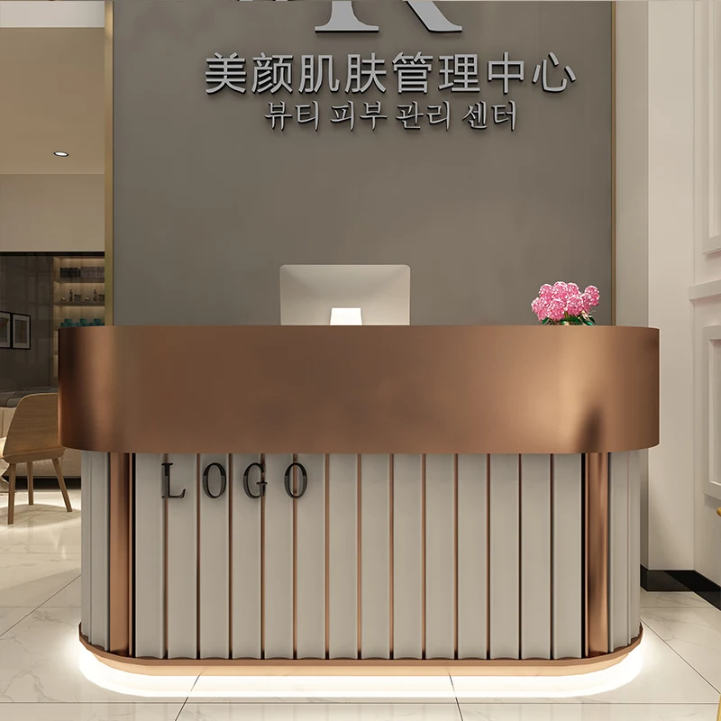 

High End Modern Reception Desk with Storage Compartments for Corporate Office Front Lobby Furniture Hotel Check In Counter