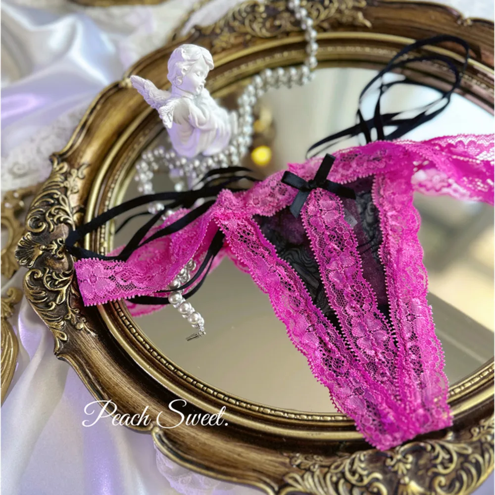 SP&CITY Sexy Panties Lace Belt Women\'s Underpants Hollow out Transparent Underwear Sex Hot Seamless Thong Bow Low Waist T Pants