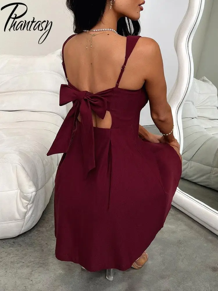 Phantasy-vestido elegante para mujer, vestido rojo de fiesta, Vestido corto para banquete de boda, ropa de calle, vestido formal de moda para primavera y verano