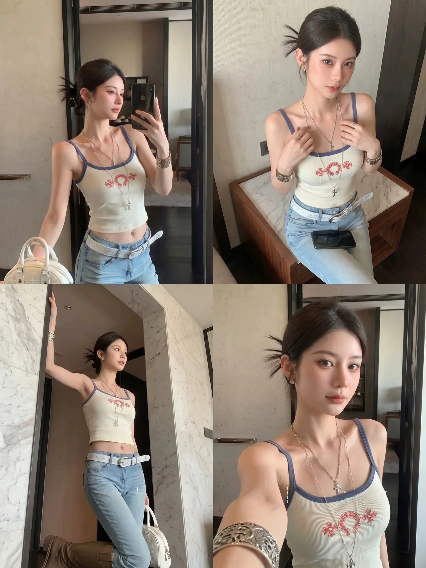 Shibuya Spicy Girl Style Printed Strap Vest Women's Summer 2026 Outdoor Wear Integrated Backless Sleeveless Shoulder Bared Top