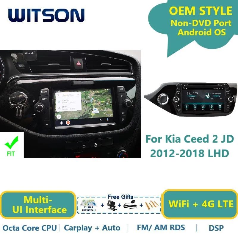 WITSON Android 14 Car Radio For Kia Ceed 2 JD 2012-2018 LHD Carplay Wifi GPS RDS Auto Stereo Multimedia