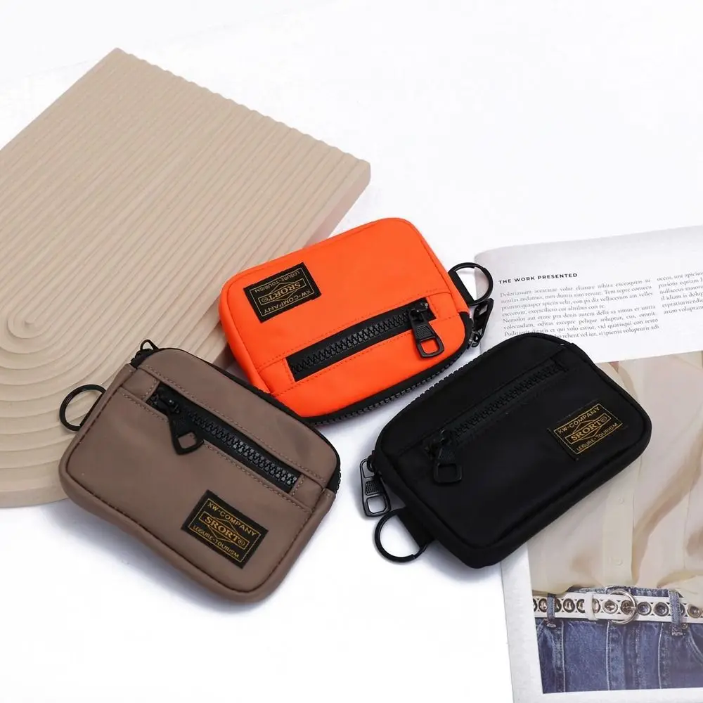 Portable Canvas Coin Purse Oxford Cloth Card Holder Zipper Short Wallet Zipper Pouch Lightweight Mini Earbuds Storage Bag Male