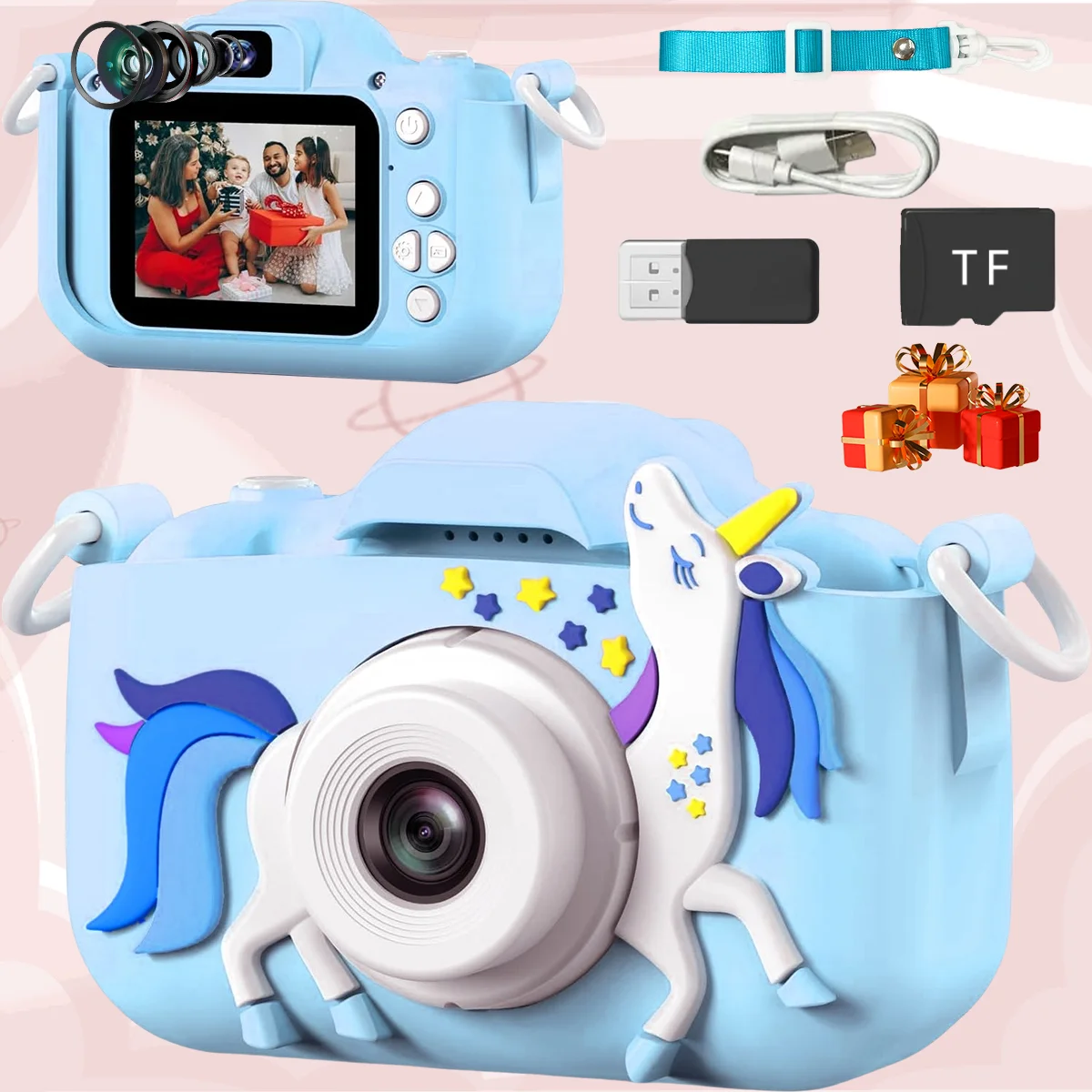 

Upgraded children's camera toy, a Christmas birthday gift.1080P high-definition self-timer digital video camera.