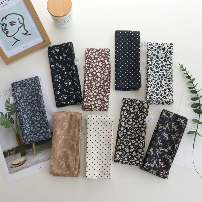 2025 New Floral Silk Scarf Women's Summer Fashion High-Grade Decorative Long Ribbon Simple All-Match Ribbon