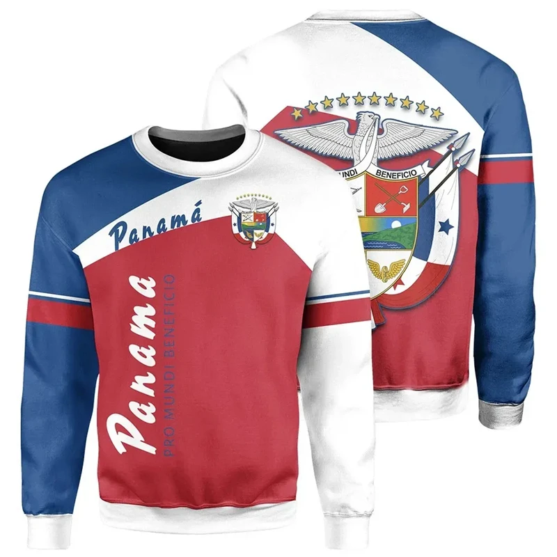 بنما العلم شعار نمط رجل بلوزات الخريف تصميم جديد عادية كم طويل الرجال النساء البلوز Crewneck رياضة القمم رياضية