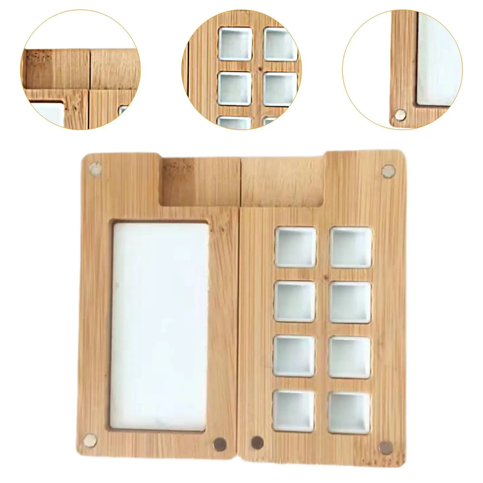 Wooden Paint Box with Grid Design for Watercolor Enthusiasts