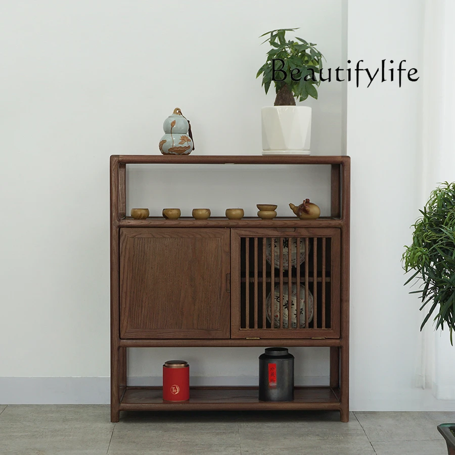 

Nordic Chinese Style Solid Wood Sideboard Home Zen Storage Cabinet