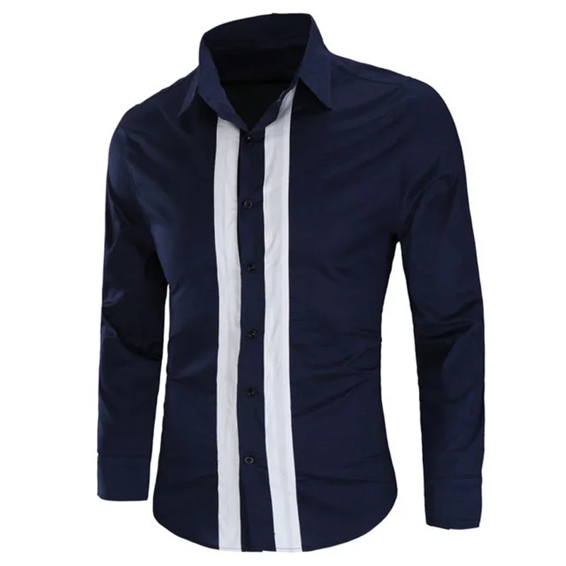 New Fashionable Loose Men's Simple Business Long Sleeved Checkered Shirt Style Design Shirt Top Long Sleeved Casual Clothing Top