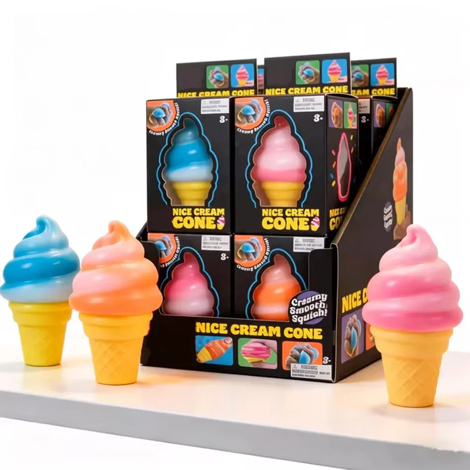 NUOVO Giocattolo Antistress Sensoriale a Forma di Cono Gelato Colorato Nee-Doh per Ansia e Concentrazione, per Adulti e Bambini