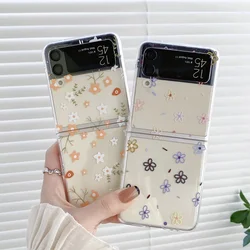 Fashion Floral Transaprent Case for Samsung Galaxy Z Flip 6 ZFlip 5 ZFlip7 Flower Clear Cover for Samsung ZFlip 4 ZFlip 3 Fundas