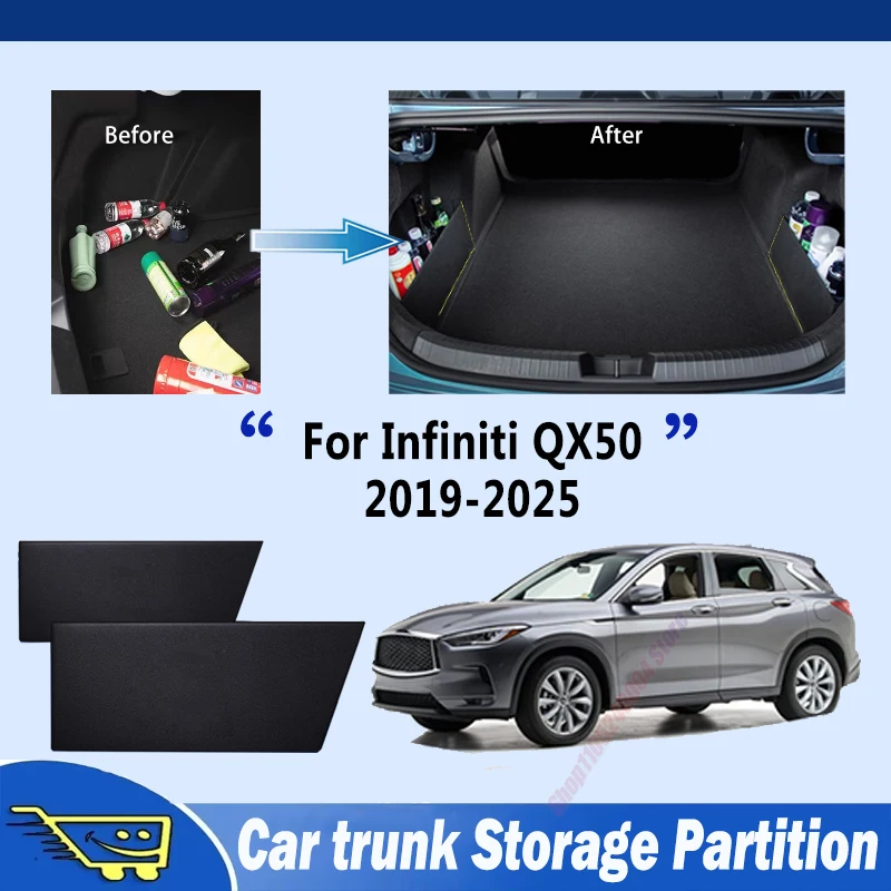 For Infiniti QX50 2024 23 2019~2025 Thickening Trunk Storage Partition Multifunction Storage Box Auto Interior Parts