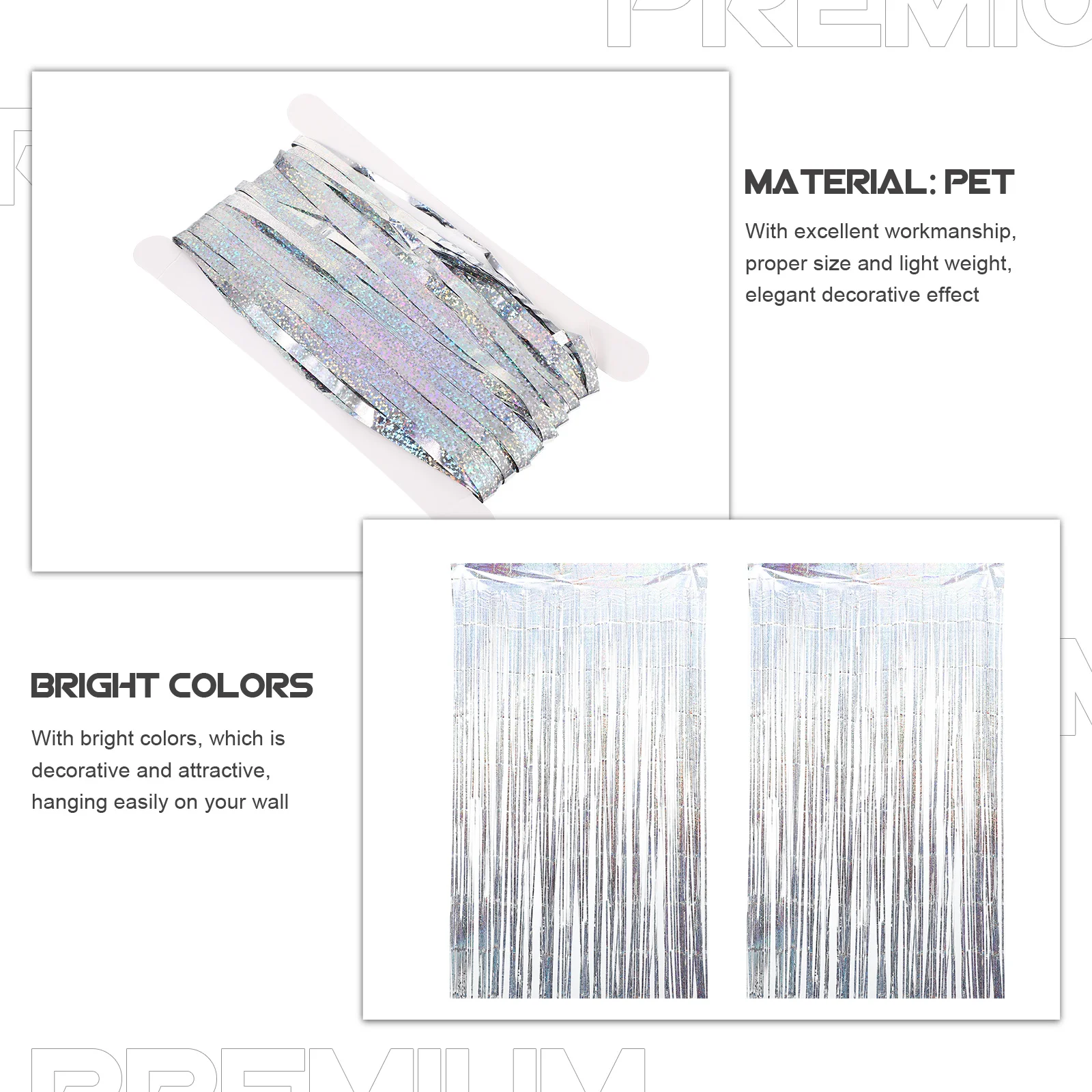 

2Pcs Foil Curtain Backdrop Tinsel Fringe Curtains Party Decorations Elegant Photo Booth Backdrops Silver Wedding Graduation