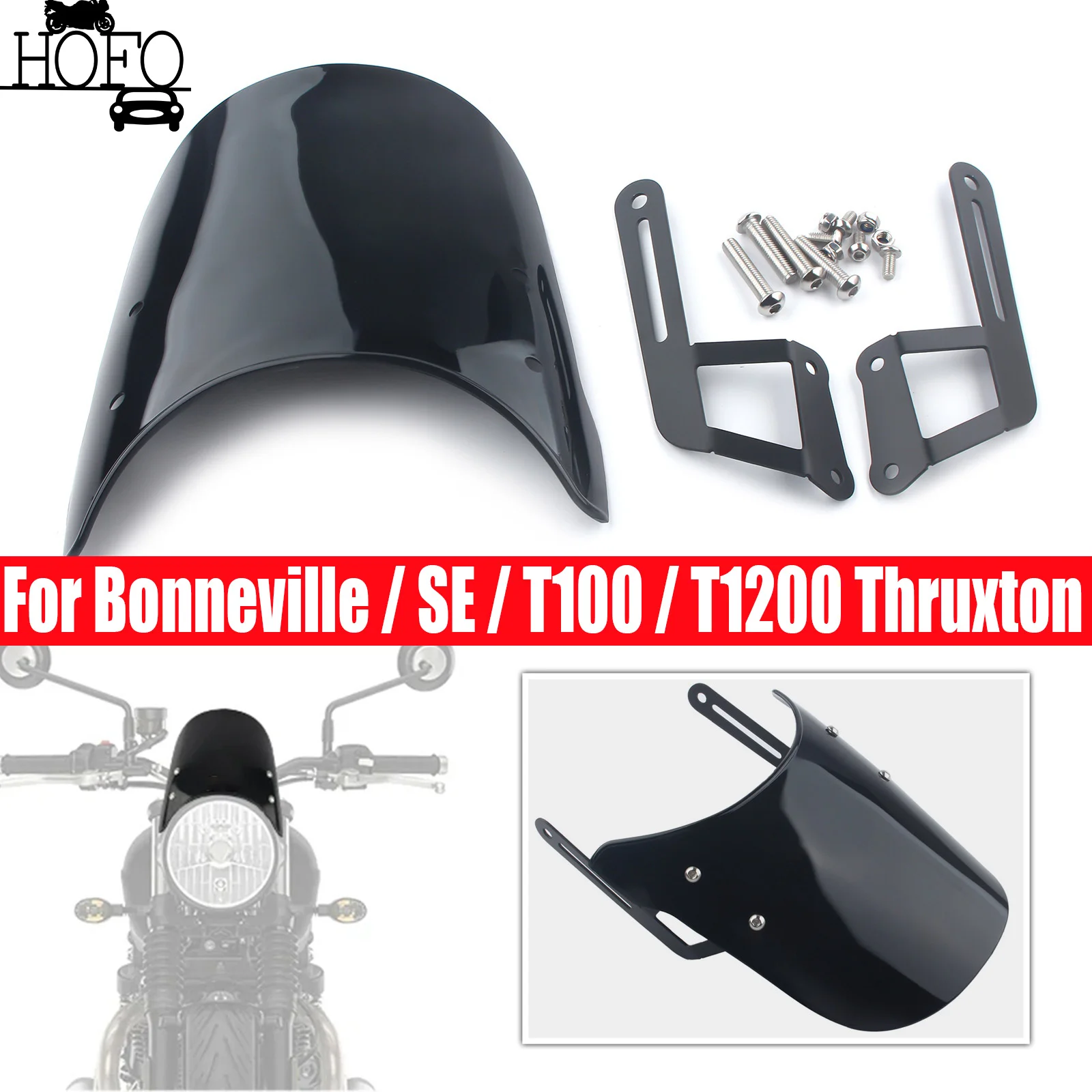 

Motorcycle Headlight Windshield Wind Deflector Windscreen Pare-brise Windshield For Bonneville / SE / T100 / T1200 Thruxton
