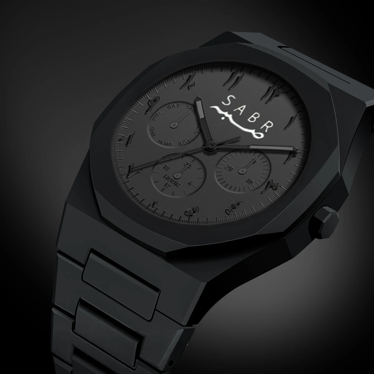 SABR Creative Middle East Arabic Digital Quartz Men's Watch Modern Minimalist Sketching Creative Design Waterproof Women's Watch