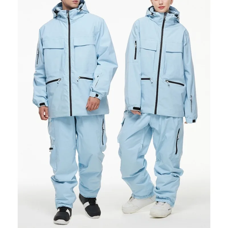 

2025 Новый мужской и женский костюм для сноуборда, зимний уличный ветрозащитный, водонепроницаемый, теплый лыжный комплект, зимняя одежда для пары, куртка и брюки