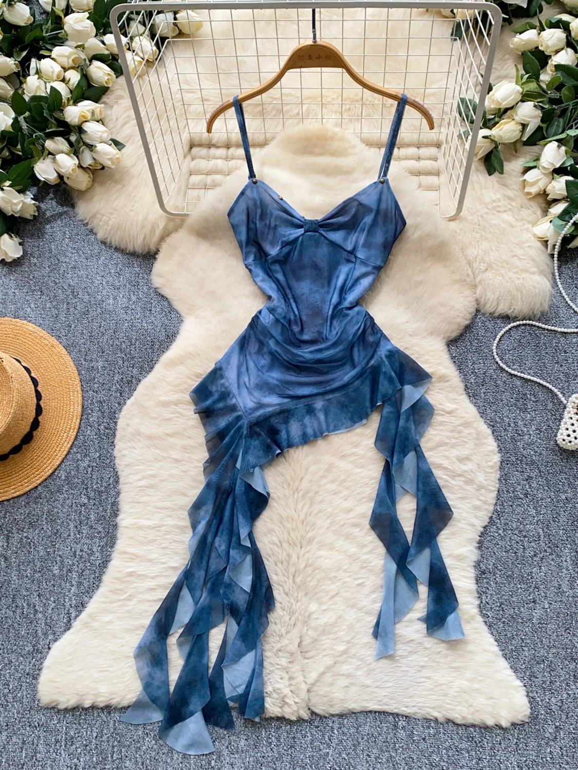Millennium Spicy Girl  Vest Women Summer Design Heavy Work Lemonade Strap Slim Fit Irregular Mesh Top Commute Style Pure ...