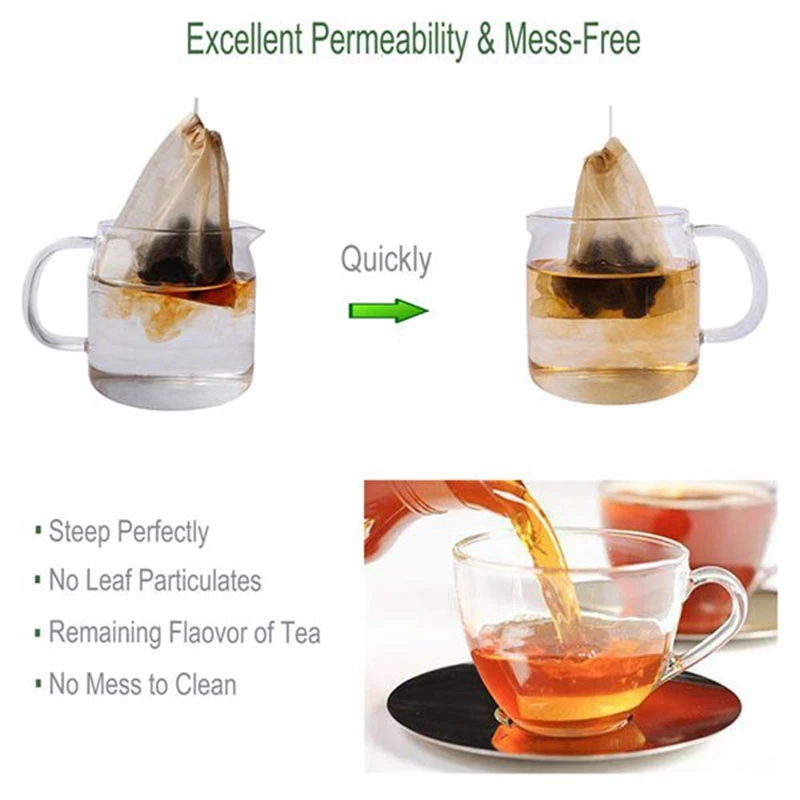 300 Pcs Tea Filter Bag Disposable Paper Tea Bag with Drawstring Unbleached Paper, Suitable for Loose Leaf Tea and Coffee