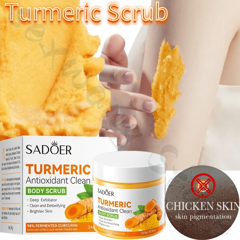 

Turmeric Scrub 240g Exfoliates Dead Skin, Smoothes Skin, Brightens Skin, Antioxidants, Cleans Body, Moisturizes Skin