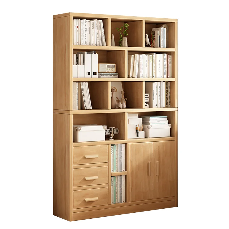 

Книжный шкаф из массива дерева с дверью, напольная полка для хранения, бытовая комбинированная стойка для хранения в гостиной