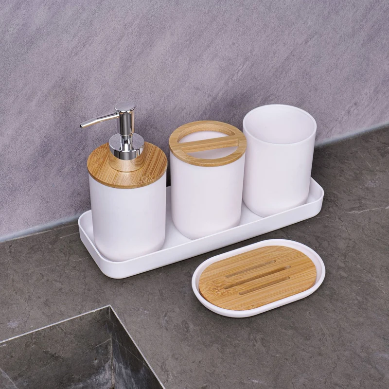 

Wash Set Bathroom Accessories Lotion Bottle Soap Dish Mouthwash Cup Black Tray Household Toothbrush Holder Bathroom Decoration
