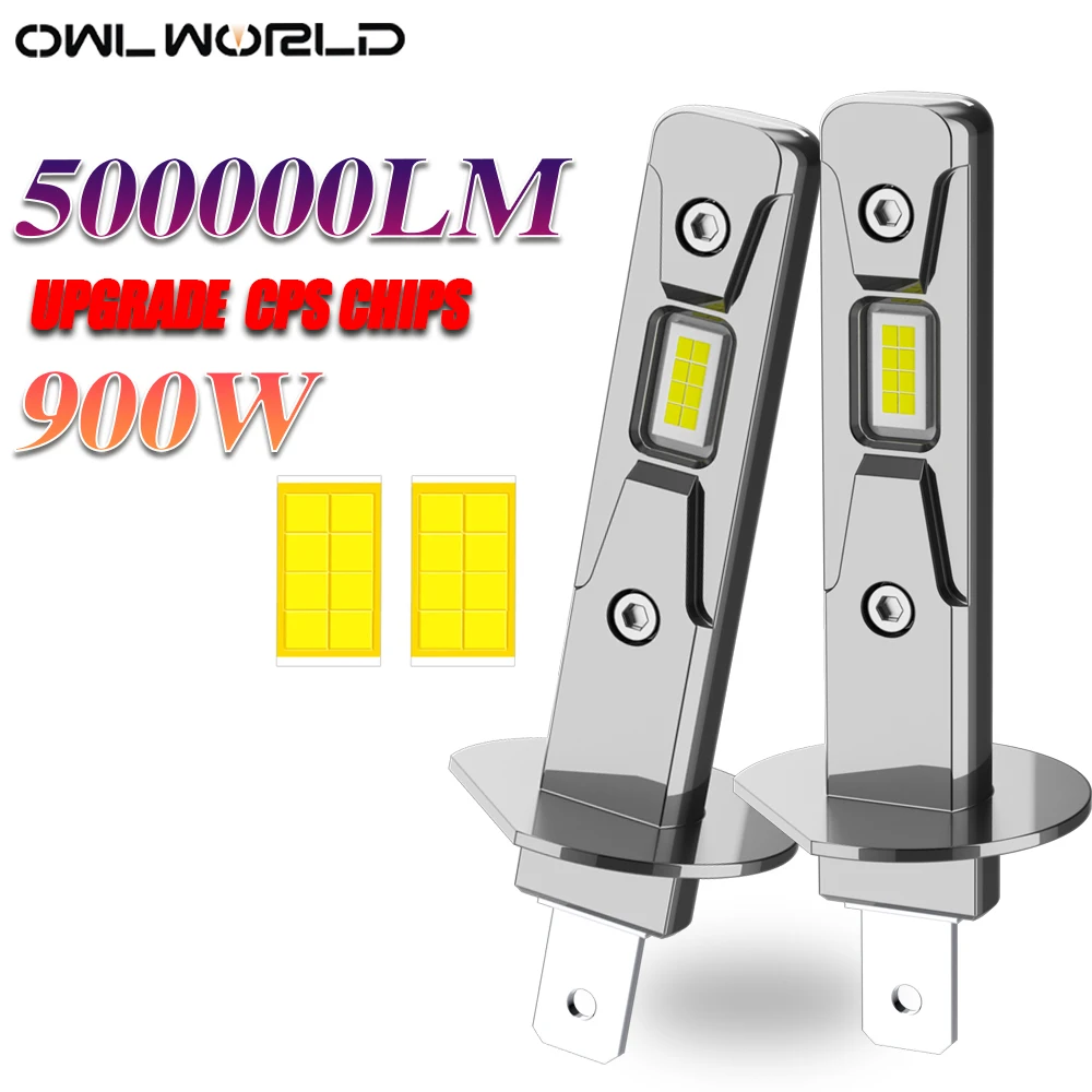 H1 LED Headlight Bulbs Super Bright Anti‑Glare 500000LM 900W Chips Ultra‑Stable IP68 Waterproof Auto Headlamp Fog Lights