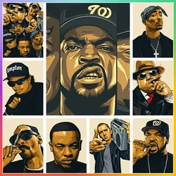 West Coast Rappers BIG Biggie Tupac Famous Hip Hop Singer Cross Stitch 5D DIY Art Diamond Painting Kit Mosaic Embroidery Garden
