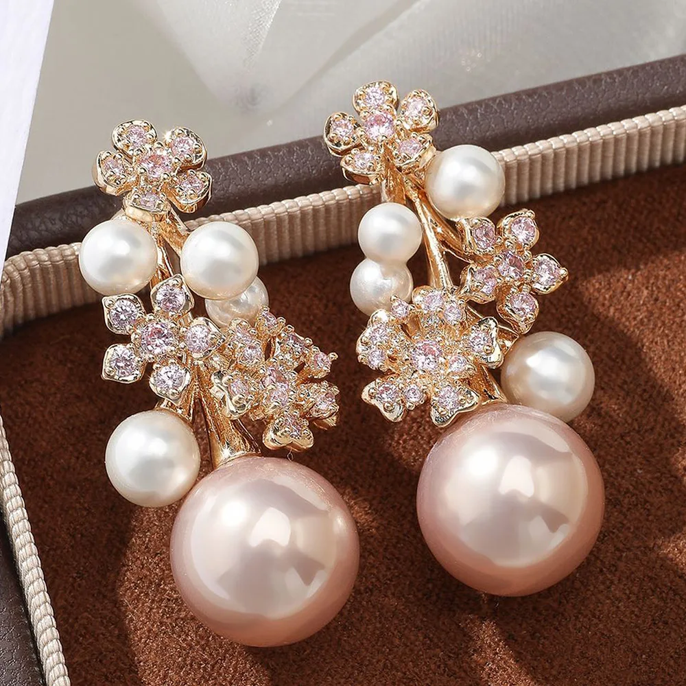 

Missvikki Fashion Korean Version High-end Feeling Light Pearl Luxury Trendy Temperament Atmospheric Earrings for Women Jewelry
