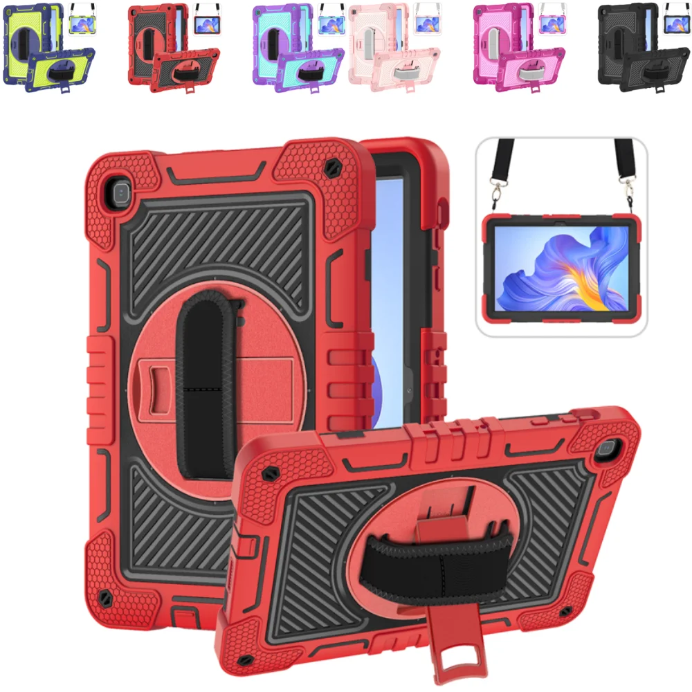 Duty Case for Huawei Honor Pad X8 10.1 inch Shock Absorbent Tablet Cover with 360° Degree Rotation Kickstand & Shoulder Straps