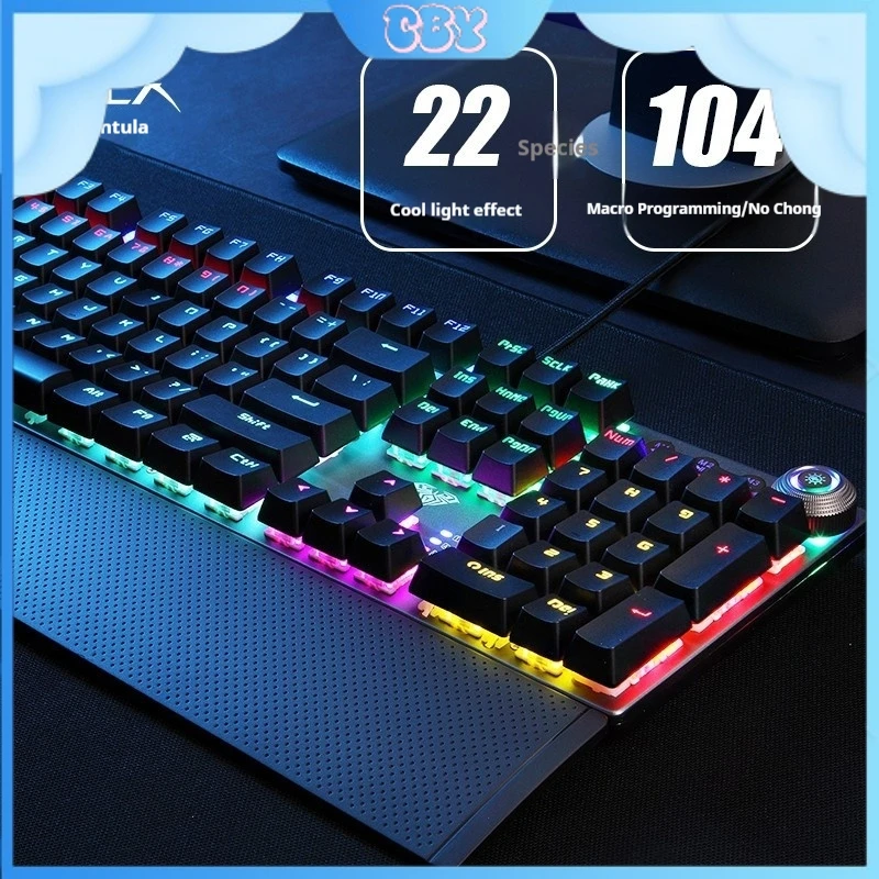 

Tarantula F2088 Wired Mechanical Keyboard Handheld Backlight Effect Game Desktop Notebook Universal Green/Black Axis/Tea Axis