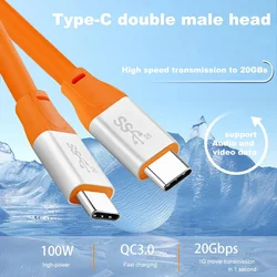 Type C Cable PD100W 20Gbps Type C Fast Charging Data Cable Support 4K60Hz Audio Video 20V5A Usb 3.1 Gen2 for Ipone15 for Mate60